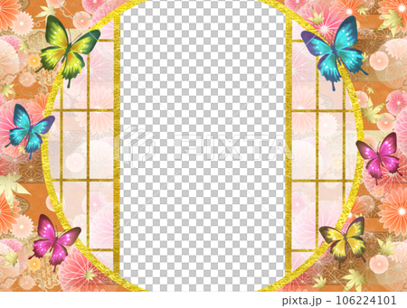 Butterfly and Japanese pattern shoji window frame 106224101