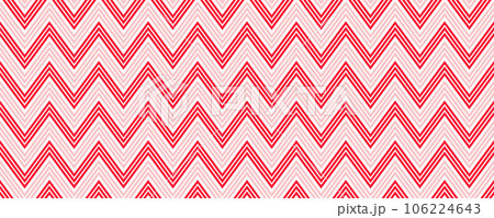 Candy cane zigzag seamless pattern. Red and pink wavy stripes background. Christmas repeating decoration wallpaper. Winter holiday lines backdrop. Xmas peppermint package wrapping print. Vector 106224643