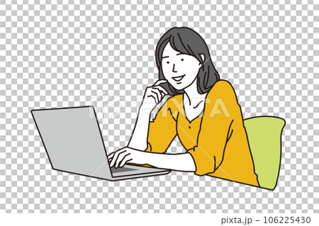 Asian woman operating a laptop 106225430