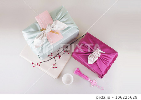 Traditional holiday gift props concept photo Traditional holiday gift props concept photo 106225629