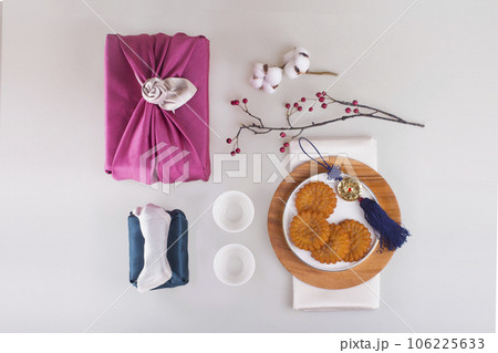 Traditional holiday gift props concept photo Traditional holiday gift props concept photo 106225633