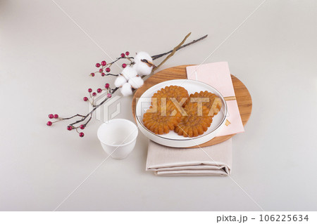 Traditional holiday gift props concept photo 106225634