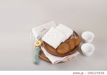 Traditional holiday gift props concept photo 106225636