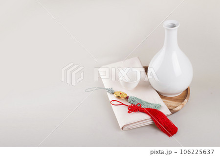 Traditional holiday gift props concept photo 106225637