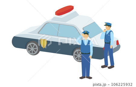 警官とパトカーのイラスト 106225932