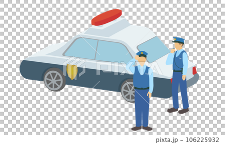 警官とパトカーのイラスト 106225932