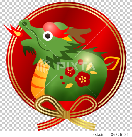 立体版蝶結びに緑龍のお年賀シンボル 立体版蝶結びに緑龍のお年賀シンボル 106226126