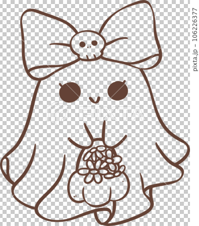 Cute ghost girl outline with bow cartoon doodle Cute ghost girl outline with bow cartoon doodle 106226377