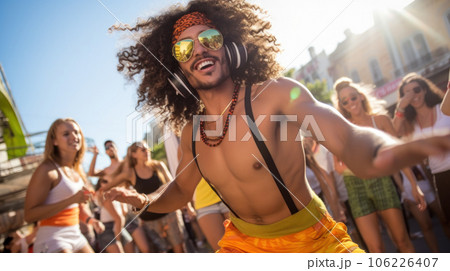 Portrait of a Brazilian woman during a carnival block Portrait of a Brazilian woman during a carnival block 106226407