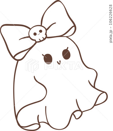 Cute ghost girl outline with bow cartoon doodle Cute ghost girl outline with bow cartoon doodle 106226628