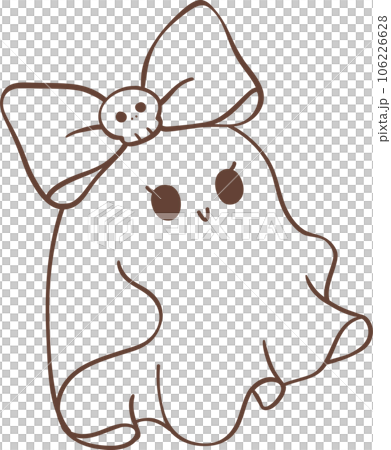 Cute ghost girl outline with bow cartoon doodle Cute ghost girl outline with bow cartoon doodle 106226628