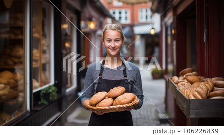 business owner with bakery shop background business owner with bakery shop background 106226839