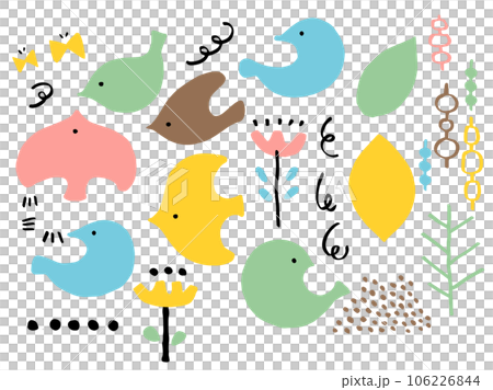 Scandinavian style cute bird set / handwritten illustration material Scandinavian style cute bird set / handwritten illustration material 106226844