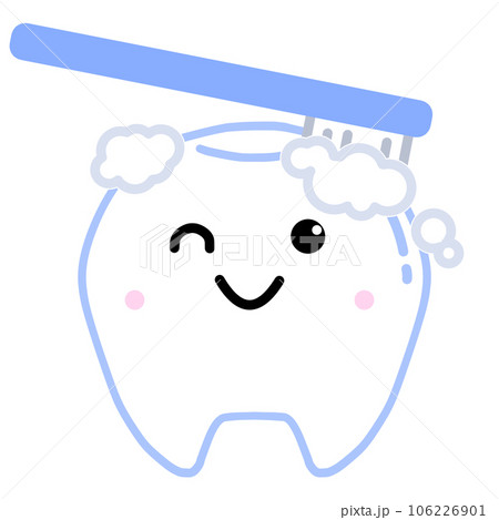 歯磨き中のウインクするかわいい歯のキャラクター 106226901