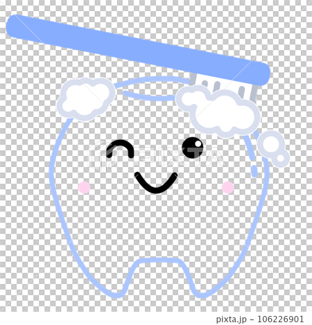 Cute tooth character winking while brushing teeth Cute tooth character winking while brushing teeth 106226901
