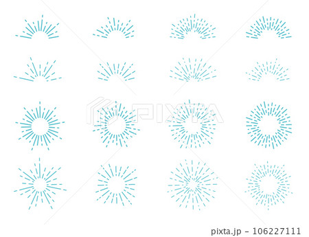 サンバースト　フレーム　太陽線　太陽光線　飾り　装飾　花火　輝　あしらい　セット　キラキラ 106227111