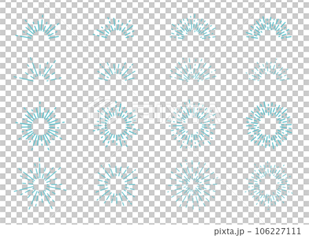 サンバースト　フレーム　太陽線　太陽光線　飾り　装飾　花火　輝　あしらい　セット　キラキラ 106227111