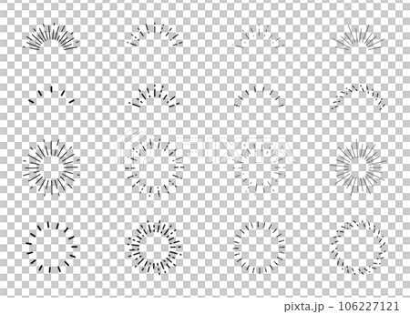 Sunburst frame, sun rays, sun rays, decoration, decoration, fireworks, glitter, treatment, set, glitter 106227121