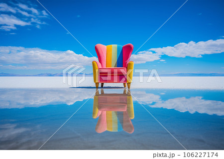 ウユニ塩湖に映る椅子 106227174