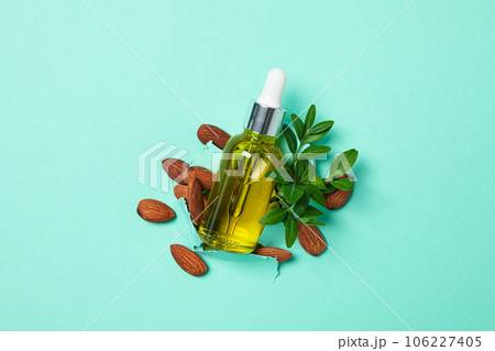 Skin care and body care concept - almonds, almond oil 106227405