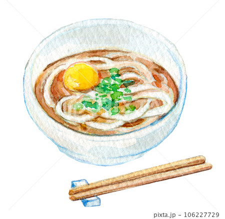 水彩イラスト　手描きイラスト　かけうどん 106227729