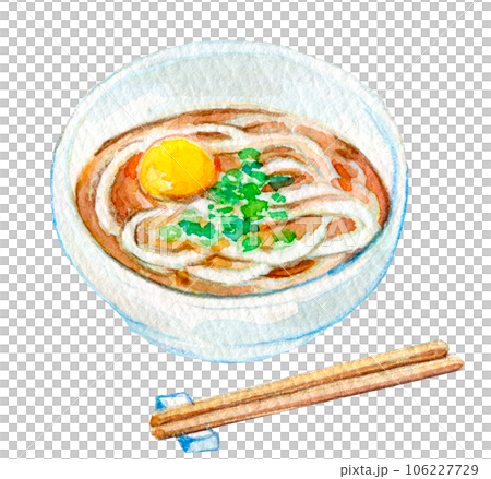 水彩イラスト　手描きイラスト　かけうどん 106227729