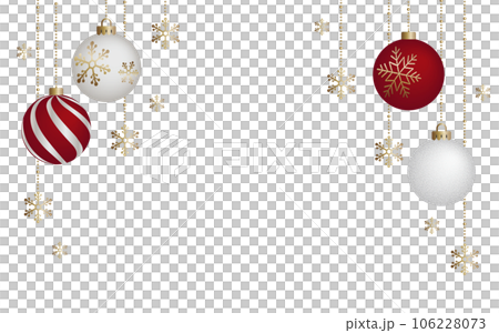 クリスマスオーナメントのイラスト素材 ベクター 12月 白バック クリスマスオーナメントのイラスト素材 ベクター 12月 白バック 106228073