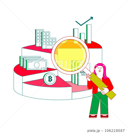 資産ポートフォリオの見直しをする女性 資産ポートフォリオの見直しをする女性 106228087