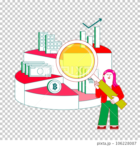 資産ポートフォリオの見直しをする女性 資産ポートフォリオの見直しをする女性 106228087