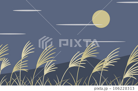 満月とススキの風景 106228313
