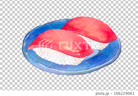 水彩イラスト　マグロのにぎり寿司 106229061