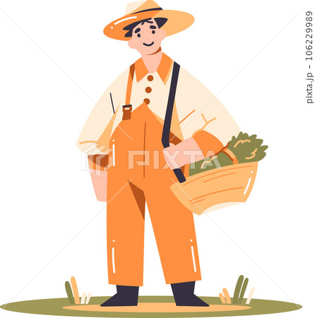 Hand Drawn happy male farmer in flat style Hand Drawn happy male farmer in flat style 106229989