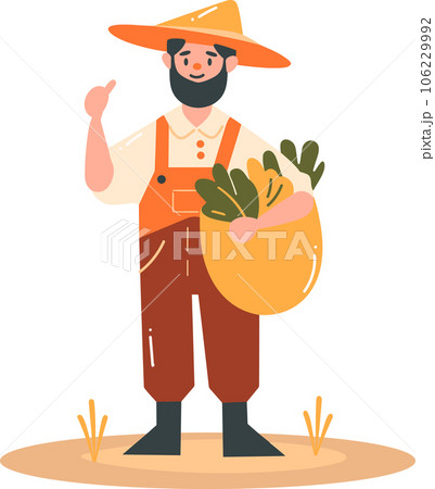 Hand Drawn happy male farmer in flat style Hand Drawn happy male farmer in flat style 106229992