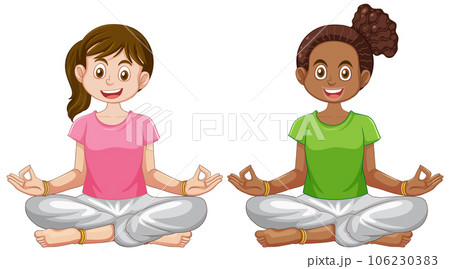 Female cartoon practice meditation 106230383