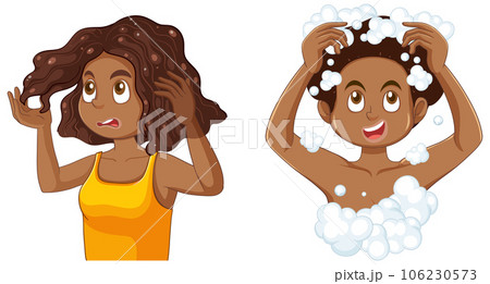 African American Teenage Girl Washing Her Hair African American Teenage Girl Washing Her Hair 106230573
