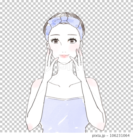 A woman who puts her hand on her cheek A woman who puts her hand on her cheek 106231064