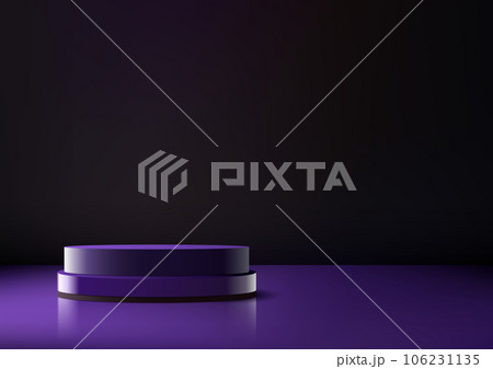 Luxury Interior Concept: Shiny Purple Podium Showcase in Modern 3D Vector Mockup 106231135