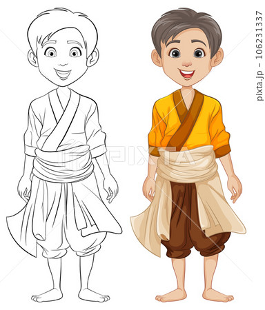 Southeast Asian Men in Traditional Outfits: Cartoon Characters 106231337