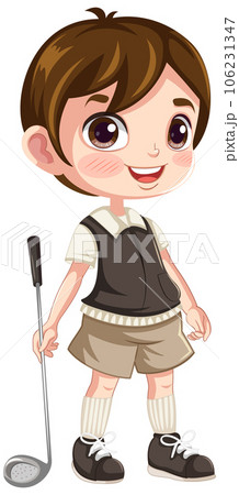 Isolated professional golfer cartoon character holding golf club 106231347