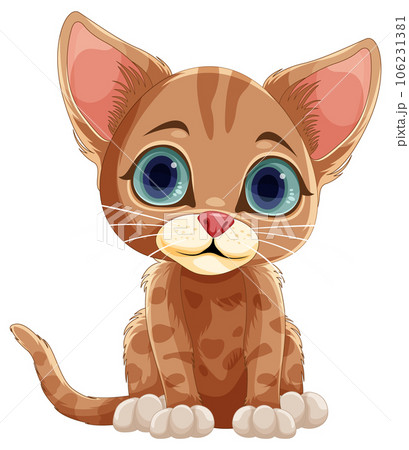 Cute Brown Kitten in Sitting Pose 106231381