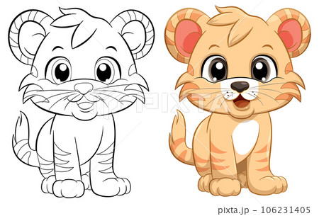 Coloring Page Outline of Cute Tiger Coloring Page Outline of Cute Tiger 106231405