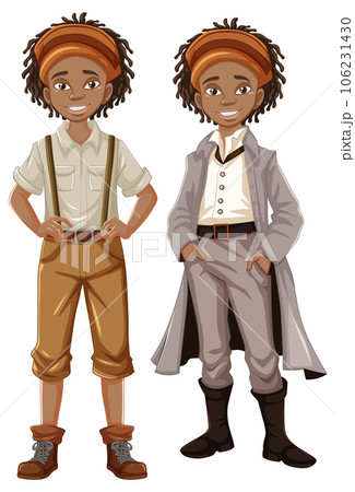 Vintage Afro-African Man in Casual Victorian Attire 106231430