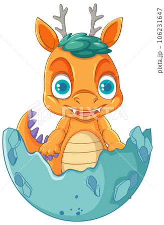 Happy orange cartoon dragon smiling 106231647