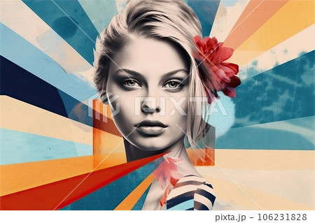 girls in sixties retro design, photo and graphics 106231828