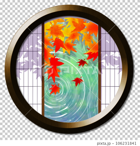 Autumn leaves reflected in the round window 9 Autumn leaves reflected in the round window 9 106231841