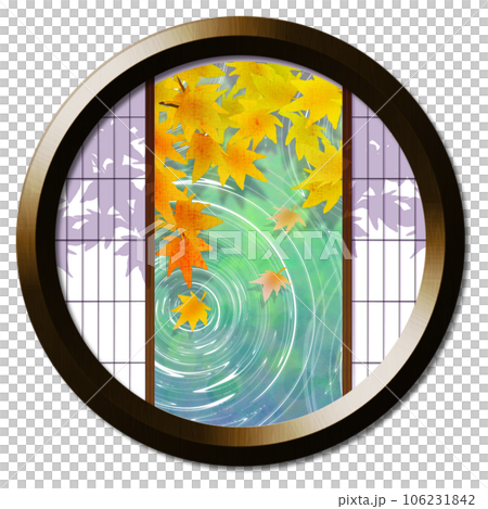 Autumn leaves reflected in the round window 8 Autumn leaves reflected in the round window 8 106231842