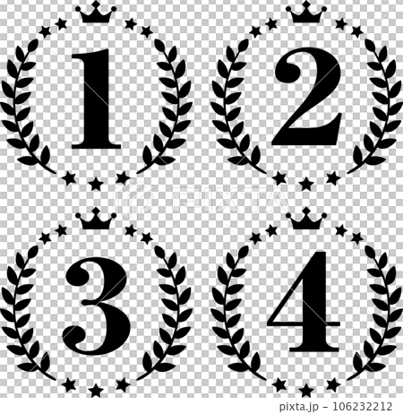 帶有月桂樹和皇冠數字的單色圖標 106232212