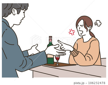 飲食店で喧嘩をする若い男女のカップル 飲食店で喧嘩をする若い男女のカップル 106232478