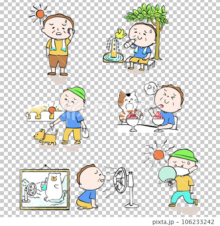 Heat stroke prevention illustration set 106233242