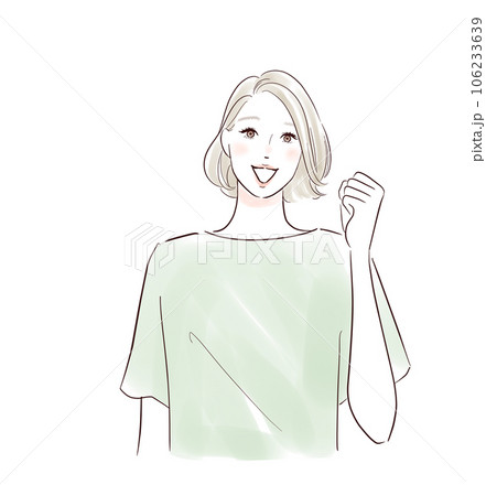 ガッツポーズするミドル女性 ガッツポーズするミドル女性 106233639